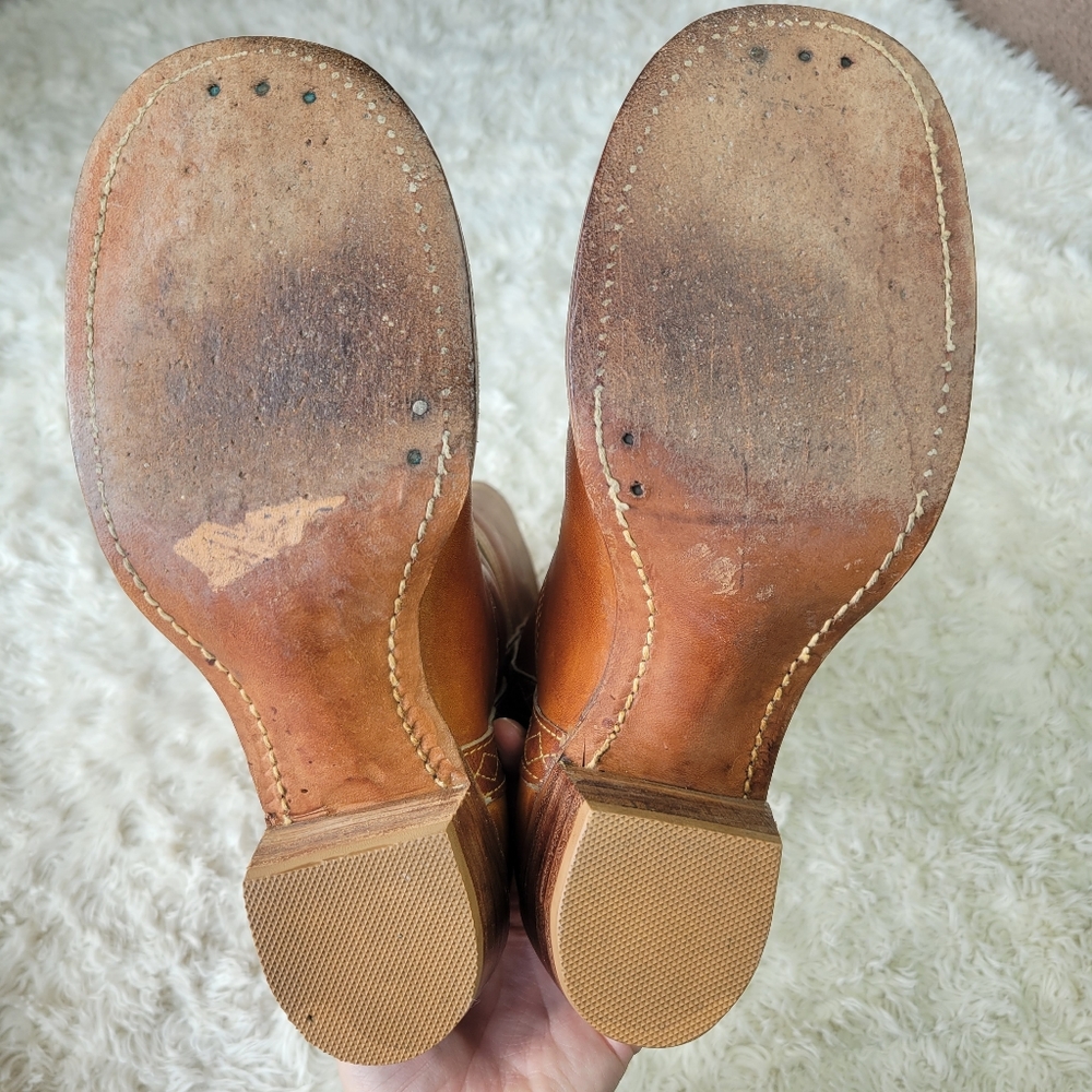 FRYE RARE Vintage Black Label Campus Stitching Horse Knee High Western Boots 7 - Picture 13 of 17